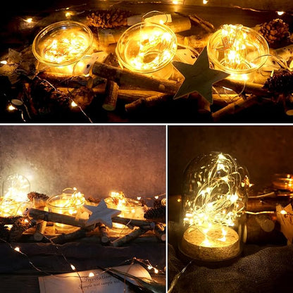 6-Pack 7Ft Starry String Lights No Remote Fairy String Lights 20 Micro Starry LEDs On Copper Wire CR2032 Batteries Included,For Wedding Centerpiece,Party,Christmas Table Decor(Copper Warm White)