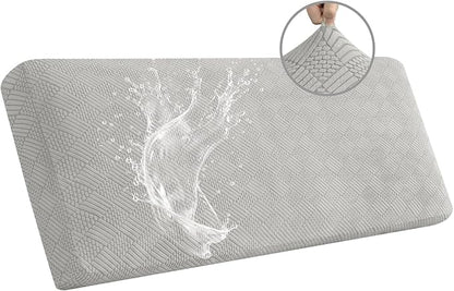 Easy-Going Waterproof Couch Cushion Covers for Couches and Sofas, Stretch Jacquard Sofa Seat Cover Replacement for Dogs, Pets&Kids, Durable Furniture Protector for Oversized Sofa Cushions, Light Gray