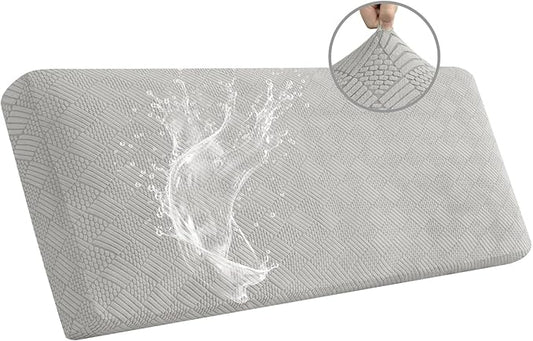 Easy-Going Waterproof Couch Cushion Covers for Couches and Sofas, Stretch Jacquard Sofa Seat Cover Replacement for Dogs, Pets&Kids, Durable Furniture Protector for Oversized Sofa Cushions, Light Gray