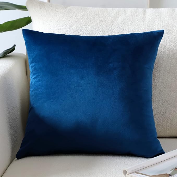 Artscope Luxury Velvet Pillow Covers Super Soft Decorative Square Throw Pillow Covers Case Cushion Covers for Sofa Couch Bedroom Car Decor 24x24 Inch Navy Blue