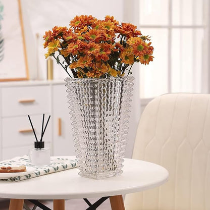 MCMCNCUIU Crystal Glass Vase, Large Crystal Vases for Flowers, Large Flower Vase, Clear Modern Vases for Living Room, Bedroom, Kitchen, Dining Table, Mantle, Wedding, 11 Inches