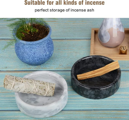 Incense Holder,Natural Marble Incense Holder for Sticks,Handmade Incense Burner with 9 Incense Holes,Suitable for Meditation,Smudging,Incense Burning and Decoration(Black)