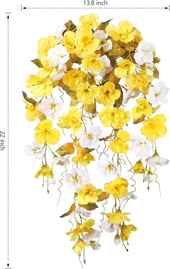 HyeFlora Hibiscus Fall Flowers Artificial Hanging Flowers Plants for Outdoors Autumn Decoration, 2pcs Silk Hibiscus Vines Realistic UV Resistant Faux Flowers for Outside Planters Yard Garden Home, Mix