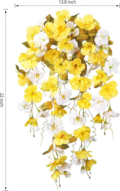 HyeFlora Hibiscus Fall Flowers Artificial Hanging Flowers Plants for Outdoors Autumn Decoration, 2pcs Silk Hibiscus Vines Realistic UV Resistant Faux Flowers for Outside Planters Yard Garden Home, Mix