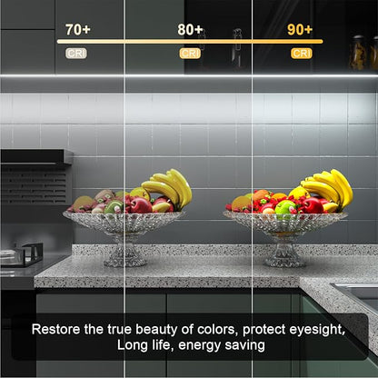 WOBANE Under Cabinet Lighting,Flexible COB LED Strip Light,Under Counter Lights for Kitchen,Mirror,Ceiling,Room,TV,Shelf,Cupboard,Desk,Showcase,ETL Listed,6.6ft,640LEDs,6000K White,900lm