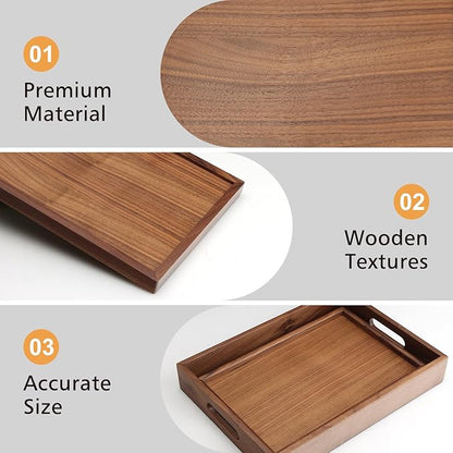 SANZIE Walnut Wooden Tray Desktop Storage Organizer Premium Serving Valet Tray Decorative Tray for Sundries Cosmetics Keys Phone Wallet Cutlery (Walnut Wood)