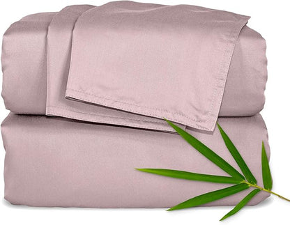 Pure Bamboo Full Sheets, Genuine 100% Organic Viscose Derived from Bamboo Bed Sheet Set, Luxuriously Soft & Cooling, Double Stitching, 2 Year Quality Promise (Full, Dusty Pink)