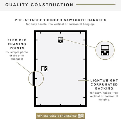 MCS Trendsetter 12x18 Poster Frame Black High-Gloss, Vertical & Horizontal Wall Hanging Large Picture Frame for Photos, Posters & Art Prints (2-Pack)