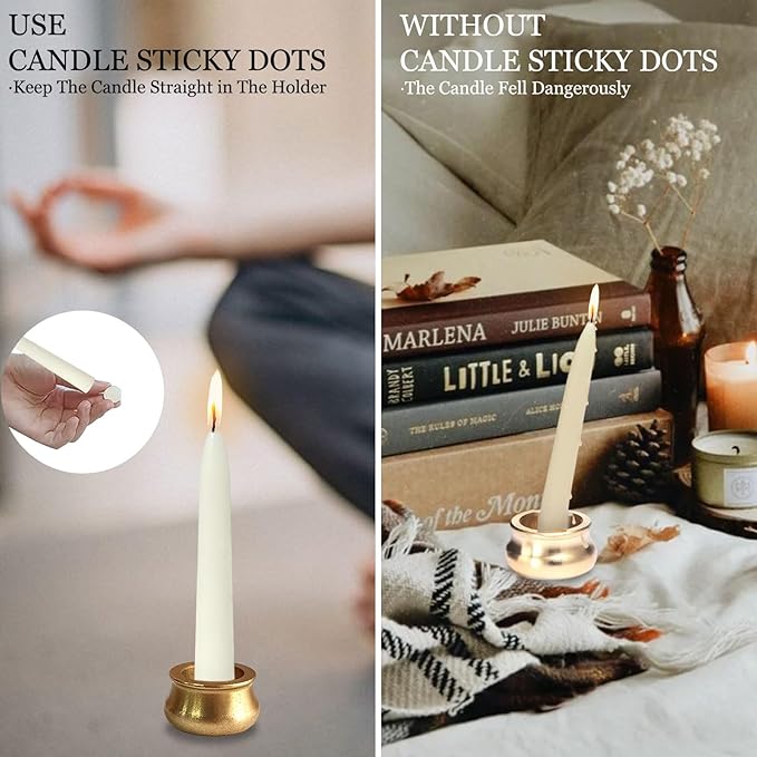 Meditation Bayberry Taper Candles Set, 20 Minute Bayberry Mini Prayer Candles, 30 pcs Small Wishing Candle with Brass Candle Holders for Home Yoga