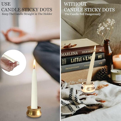 Meditation White Taper Candles Set, 20 Minute Unscented Mini Prayer Candles, 30 pcs Small Wishing Candle with Brass Candle Holders for Home Yoga
