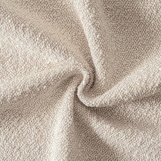 MIULEE 24x24 Decorative Euro Sham Throw Pillows for Bed Set of 2 Textured Boucle Neutral Winter Throw Pillow Covers Oatmeal Accent Solid Couch Pillowcases Sofa Livingroom Home Decor