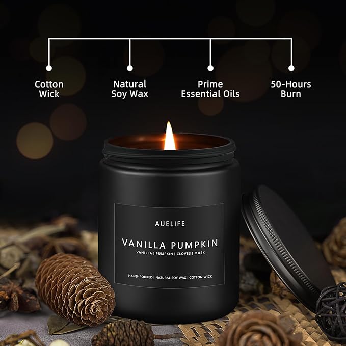Fall Candle | Vanilla Pumpkin Candle - Scented Candles for Autumn, Fall Aromatherapy Gifts - 7 OZ (Pack of 2)