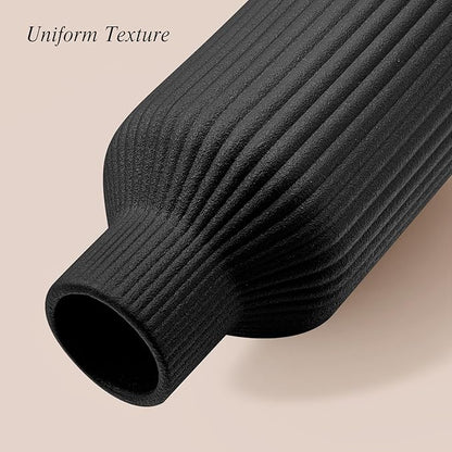 Black Ceramic Flower Vase, Minimalist Modern Home Decor, Matte Finish Pampas Grass Vase for Table, Fireplace, Shelf, Mantel, Entryway and Centerpieces (10in)