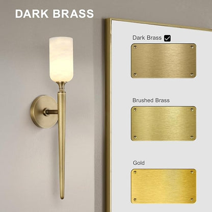 Alabaster Wall Sconce 22in Antique Brass Sconces Wall Lighting, Imported in Spain Natural Alabaster, Bathroom Sconce Gold Sconces Wall Decor, For Living Room dining room Hallway Bedside Staircase