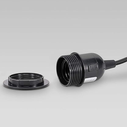 kwmobile Plug-in Light Cord - 15ft Long Fabric Pendant Lamp Cable with Plug, E26 Socket - for Hanging DIY Ceiling Lighting - Black