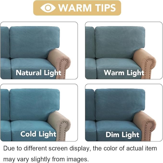 H.VERSAILTEX Multi-Pieces Sofa Covers Stretch Couch Covers Form Fitted Seats and Back Cushions Covers (3 Seat Covers Plus 3 Back Cusion Covers, Bonus 2 Armrest Covers), Storm Blue