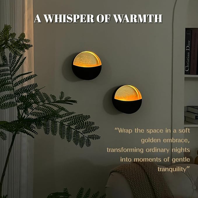 Eclipse Candle Sconces Set of 2 - Modern Gray Metallic Wall Candle Holders with Gold Foil Interior, Christmas Wall Decor for Living Room, Bedroom, or Modern Farmhouse Decor