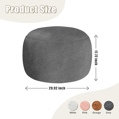 Round Pouf Ottoman Foot Rest, 29 X 18Inch Floor Poufs Footstool, A Round Modern Foam Filled Foot Stool for Living Room, Home, Nursery, Dorm, Outdoor (Grey, 29Inch)