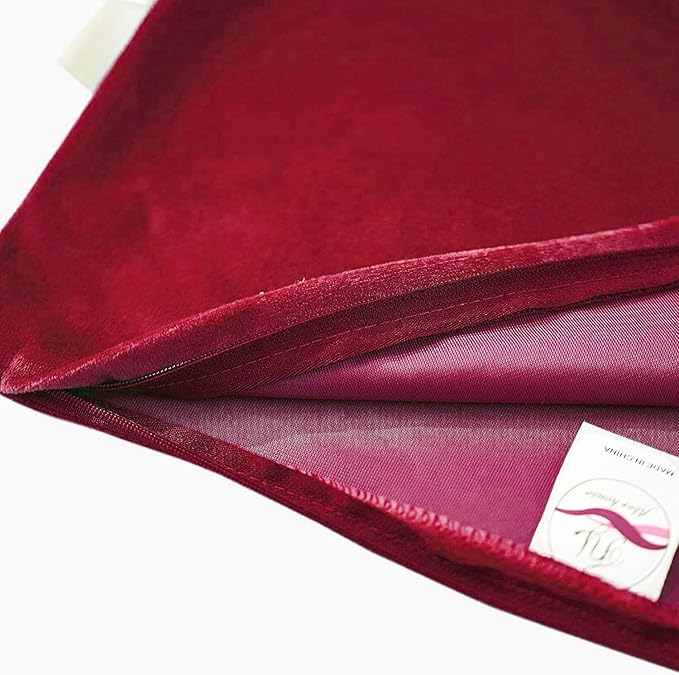 FY FIBER HOUSE Pack of 2 Velvet Throw Pillow Covers Christmas Decorative Square Pillowcase Soft Solid Cushion Case for Sofa/Couch Use, 16 x 16 Inch Red