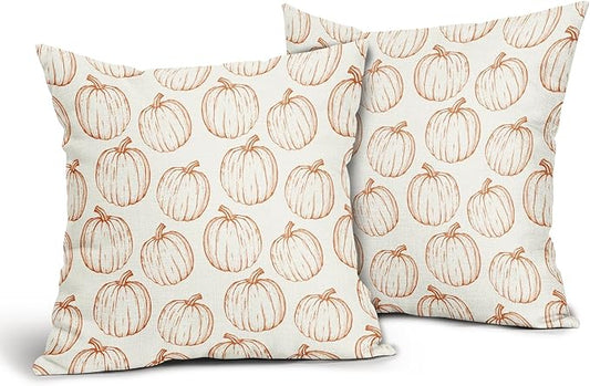 Fall Pillow Covers 24x24 Set of 2 Decorations Orange Pumpkin Throw Pillow Covers Decorative Thanksgiving Pillow Case Farmhouse Rustic Pillowcases Vintage Cozy Soft Autumn for Sofa Bed Home Decor