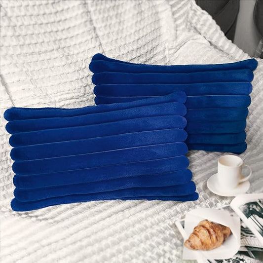 2 Pack 12x20 Pillow Cover Velvet Pillow Covers, Faux Fur Oblong Throw Pillow Covers for Living Room Decorations Throw Pillow Case, Throw Pillow Cover Cushion Cover for Home Sofa Bedroom Car, Navy Blue