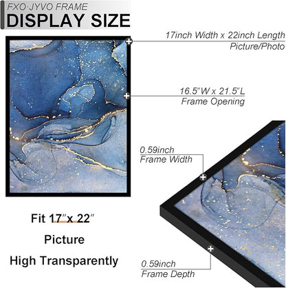17x22 Picture Frame Set of 3, Black Frame for 17 x 22 Inch Picture Poster Photo, Light Weight and High Transparent 17 by 22 Frame for Wall - 3 Pack/Black/17 x22