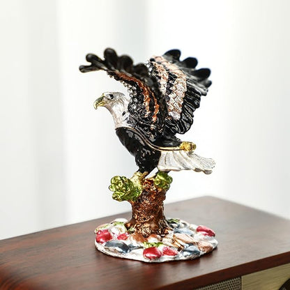 YU FENG 3.9inch Eagle Trinket Box Small Hinged Trinket Boxes Animal Enamel Jewelry Trinket Box Eagle Figurine Ring Box for Daughter Girl Women Christmas Gift