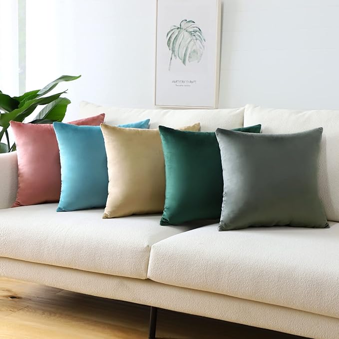 Artscope Luxury Velvet Pillow Covers Super Soft Decorative Square Throw Pillow Covers Case Cushion Covers for Sofa Couch Bedroom Car Decor 22x22 Inch Dark Grey