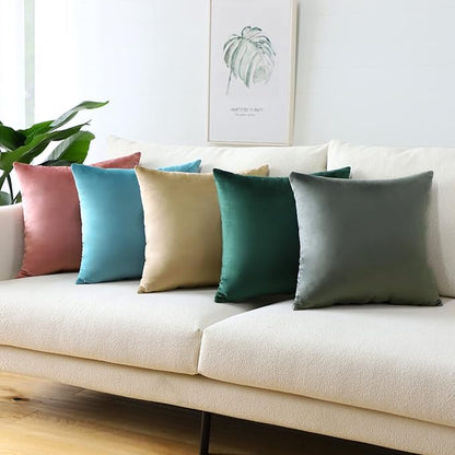 Artscope Luxury Velvet Pillow Covers Super Soft Decorative Square Throw Pillow Covers Case Cushion Covers for Sofa Couch Bedroom Car Decor 16x16 Inch Dark Grey