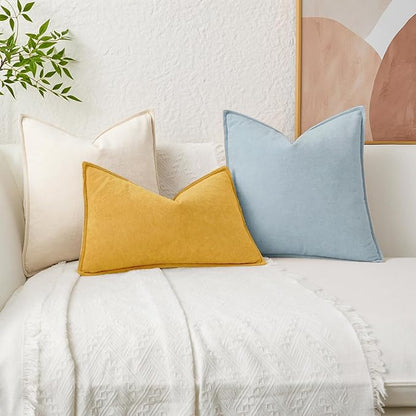 Kevin Textile Waterproof Decorative Pillow Covers Light Blue 26x26 Inch Pack of 2 Soft Boucle Textured Euro Pillowcases Elegant Accent Pillows for Couch Sofa Chair Bed Home Decor Indoor Outdoor