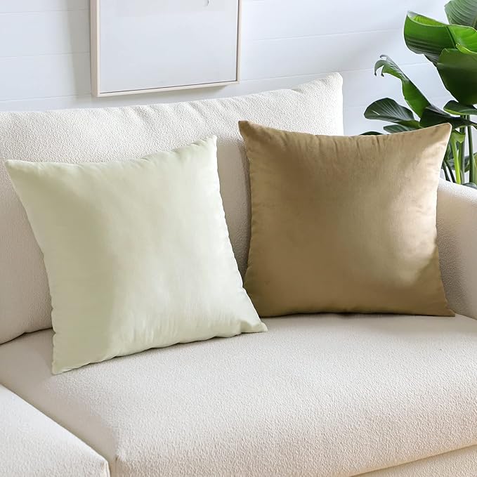 Artscope Luxury Velvet Pillow Covers Super Soft Decorative Square Throw Pillow Covers Case Cushion Covers for Sofa Couch Bedroom Car Decor 24x24 Inch Cream White