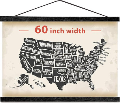 HONKKI Magnetic Poster Hanger Frame for 60x40 60x30 60x80 Movie Music Posters Wall Art,Black Wood Picture Frames for Canvas Diamond Map Decor, Living Room Calendar Banner Tapestry Photo Hanging Stand