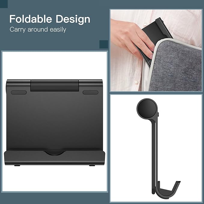 JETech Tablet Stand, Adjustable Portable Desktop Holder, Foldable Dock for iPad/iPad Pro/Air/Mini, Galaxy Tab A8/A7 Lite/A7/S8/S7, Kindle, Tab/Phones(4-11"), Black