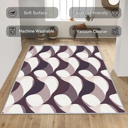 Abstract Rug 5x7 - Abstract Area Rug, 3x4 Rug, Contemporary Rug & Home Decor, Modern Carpet & Room Decor, Washable Non Slip Anti Skid Rugs