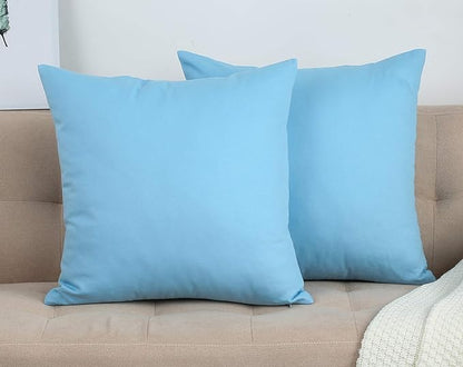 TangDepot Cotton Solid Throw Pillow Covers, 24" x 24" , Sky Blue, 1 Count (Pack of 1)