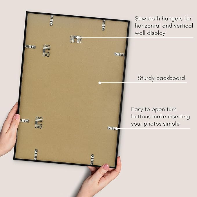 Americanflat 14x20 Picture Frame with Polished Plexiglass - Use as 11x17 Frame with Mat or Display 14x20 Photo Without Mat - Streamline Collection - Thin Border Picture Frames for Wall - Black