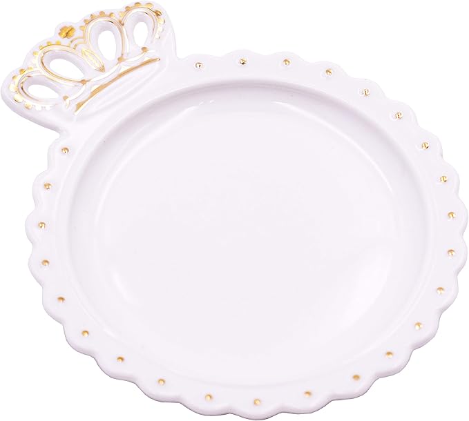 Stephanie Imports Queen's Crown Ceramic Trinket Plate and Decorative Jewelry Dish