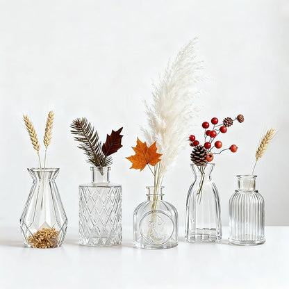 Bud Vases Set of 12, Small Mini Glass Vases for Centerpieces - Elegant Vintage Style - Perfect for Table Decor, Wedding, Party Centerpieces - Great Gift for Home Decor Lovers (Clear)