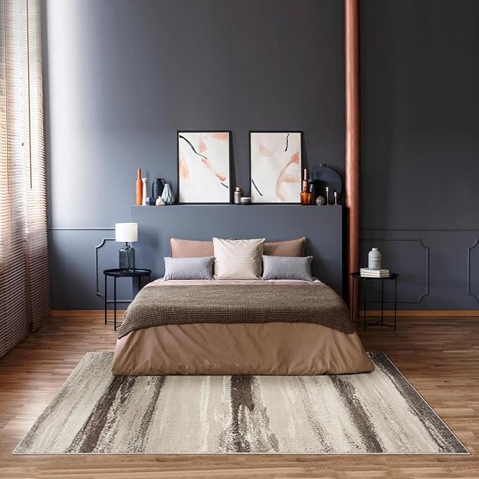 LUXE WEAVERS Rug Modern Area Rug Stain Resistant, Brown/Size 6x9
