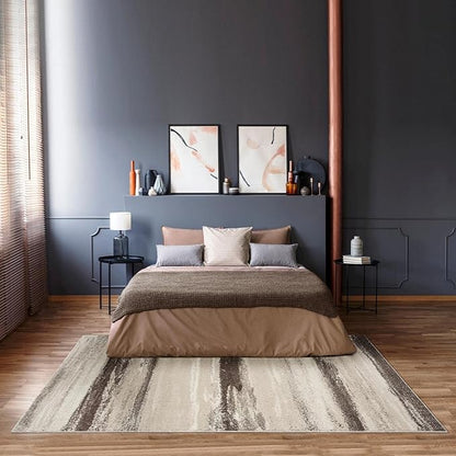 LUXE WEAVERS Rug Modern Area Rug Stain Resistant, Brown/Size 6x9