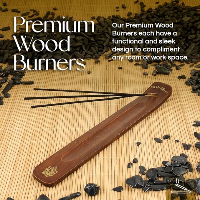Gonesh - Incense Holder - Modern Home Decor - Wood Incense Burner - Black - 10” x 1.25”