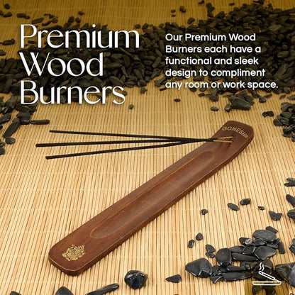 Gonesh - Incense Holder - Modern Home Decor - Wood Incense Burner - Gold - 10” x 1.25”