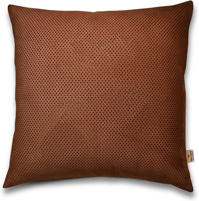 Star Sparkling Suede Leather Pillow Cover, Square Soft Metallic Throw Pillow Covers, Pillow Cases for Home Décor, Sofa, Couch Chair, Car (18x18 Inches, Sparkling Brown Pack of 1)
