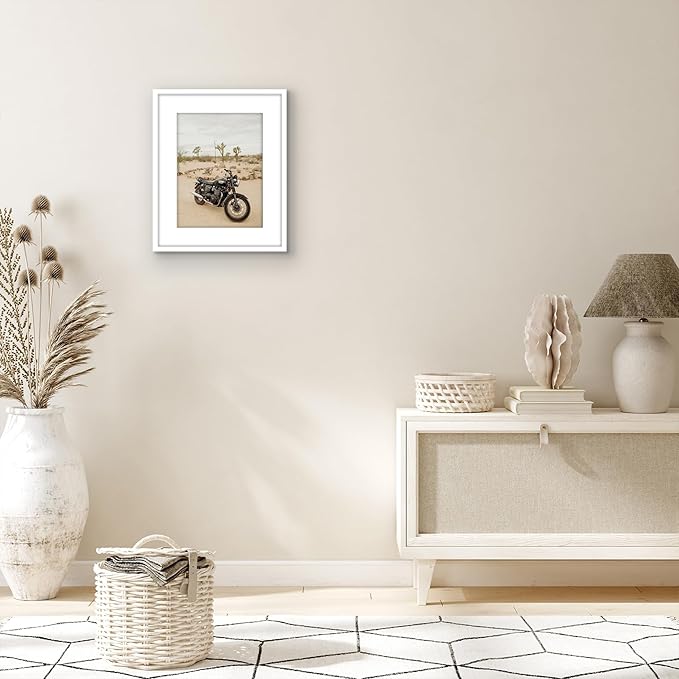 Americanflat 13x16 Picture Frame with Polished Plexiglass - Use as 9x12 Frame with Mat or Display 13x16 Photo Without Mat - Streamline Collection - Thin Border Picture Frames for Wall - White