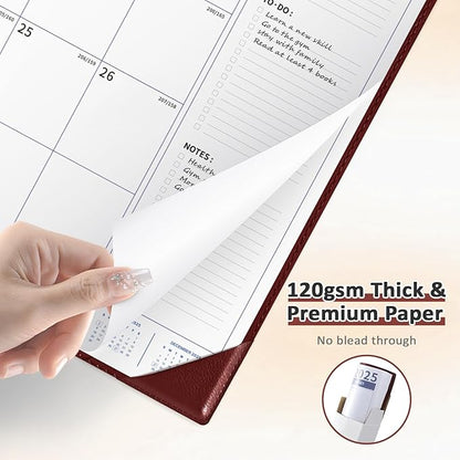 Ospelelf Large Desk Calendar 2025-2026 with PU Leather Pad, 18 Months Planner Pad from July 2025 to Dec 2026, 22" x 17" Wall Calendar with Protective Cover for Home or Office, Brown