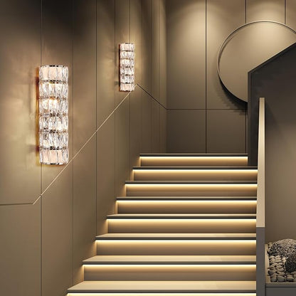 6 Layer Chrome Crystal Wall Sconce, Elegant Modern Luxury Light Fixture, Suitable for Bathroom, Stairway, Kitchen, Living Room, Bedroom, Hallway - 60W