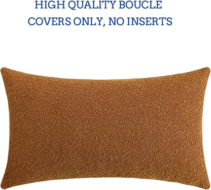 Jeneoo Amber Yellow Decorative Long Lumbar Thick Throw Pillow Covers Fine Textured Boucle Couch Cushion Case for Livingroom Sofa Decor, Set of 1, 14 x 36 Inch