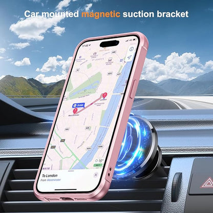 Compatible with iPhone 12 Case & iPhone 12 Pro Case 6.1" with Invisible Magnetic O-Ring Stand [Compatible with Mag-Safe][Great Grip Feeling], Rose Gold