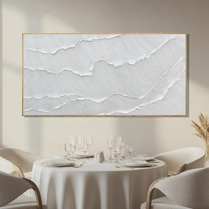 Abstract Artwork Gray-White Framed maximalist Flat printing Wall Art Wave poster Neutral Print Poster For Bedroom Living Room Office Decor 24x48 Inch