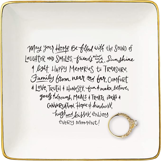 Jewelry Tray Trinket Holder Ring Dish - Perfect Homeowner Gift for New House, First Time Homeowner Congratulations, Housewarming Present